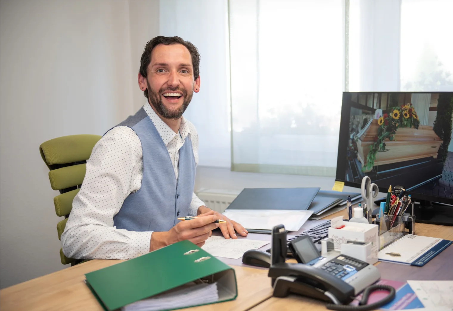 Firmeninhaber Sascha Kraft im Büro